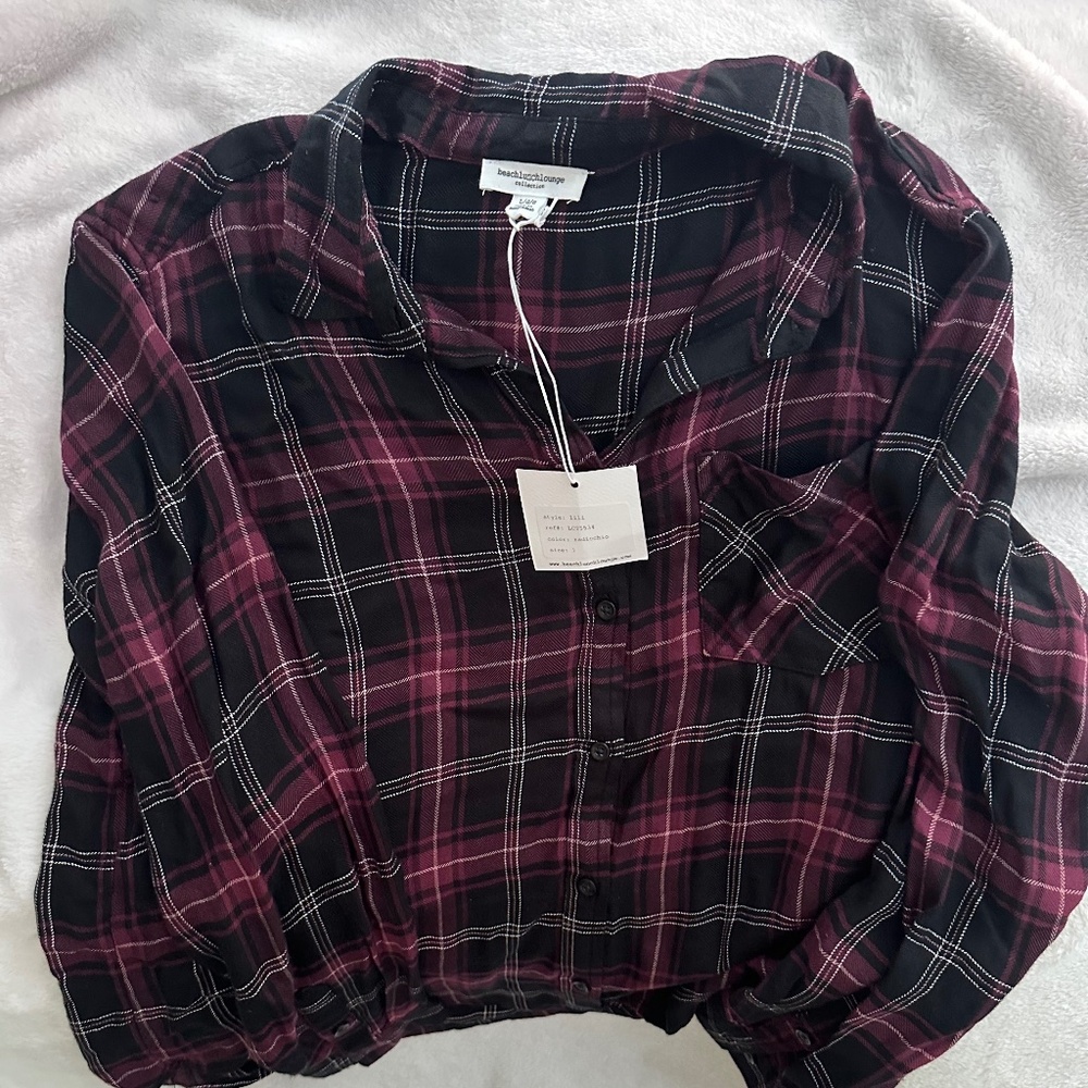 Beach Lunch Lounge plaid button down